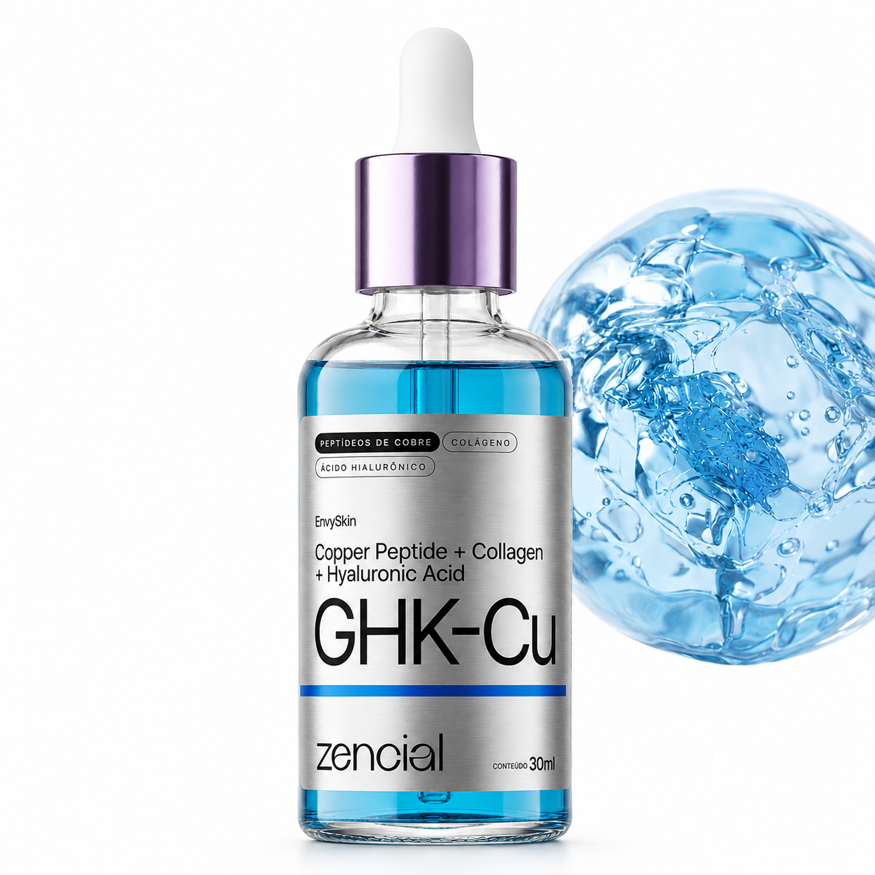 Sérum GHK-CU com Peptídeos de Cobre, Colágeno e Ácido Hialurônico